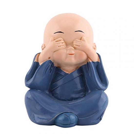 Resin Colorful 4 Buddha Monk Figurines Showpiece for Home and Car Interior Decor (Multicolour, Standard), Set of 4/4 Pic
