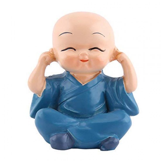 Resin Colorful 4 Buddha Monk Figurines Showpiece for Home and Car Interior Decor (Multicolour, Standard), Set of 4/4 Pic