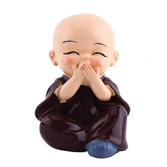 Resin Colorful 4 Buddha Monk Figurines Showpiece for Home and Car Interior Decor (Multicolour, Standard), Set of 4/4 Pic