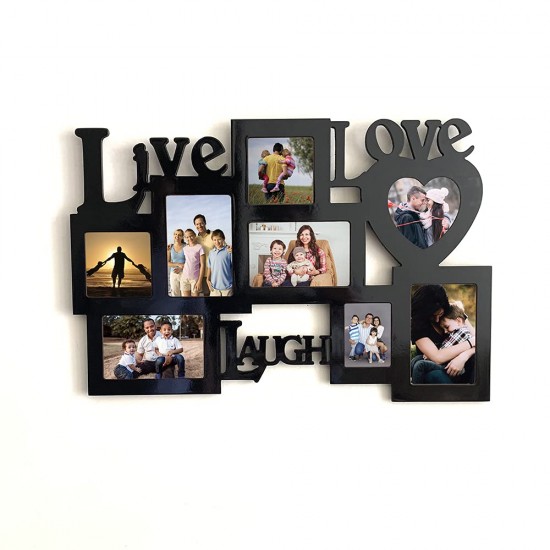 Live Love Laugh Wooden Photo Frame for Wall Decor Multiple Photo Collage Frame | Birthday | Anniversary | House Warming (Size 15.5x23 inch), Rectangular Live Love Laugh Wooden Photo Frame for Wall Decor Multiple Photo Collage Frame | Birthday | Anniversary | House Warming (Size 15.5x23 inch), Rectangular