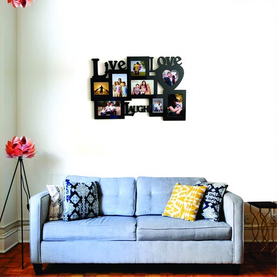 Live Love Laugh Wooden Photo Frame for Wall Decor Multiple Photo Collage Frame | Birthday | Anniversary | House Warming (Size 15.5x23 inch), Rectangular Live Love Laugh Wooden Photo Frame for Wall Decor Multiple Photo Collage Frame | Birthday | Anniversary | House Warming (Size 15.5x23 inch), Rectangular
