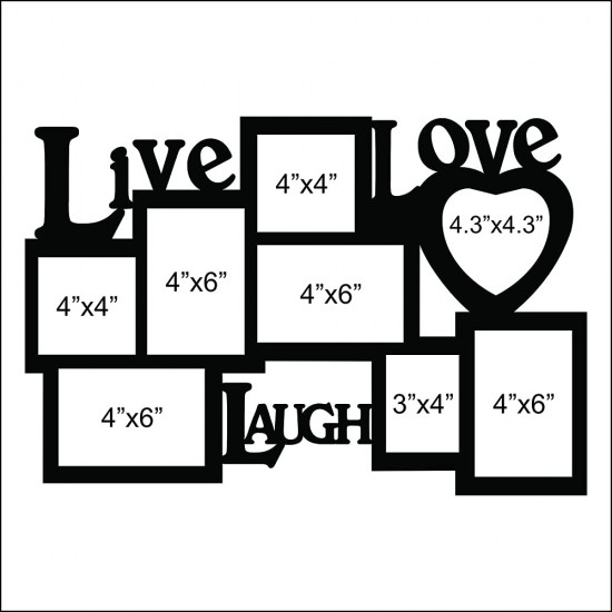 Live Love Laugh Wooden Photo Frame for Wall Decor Multiple Photo Collage Frame | Birthday | Anniversary | House Warming (Size 15.5x23 inch), Rectangular Live Love Laugh Wooden Photo Frame for Wall Decor Multiple Photo Collage Frame | Birthday | Anniversary | House Warming (Size 15.5x23 inch), Rectangular